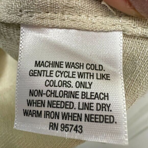 Tasso Elba Shirt Mens XL Tan Silk Linen Button Up Short Sleeve Collared *Flaw - Picture 5 of 8